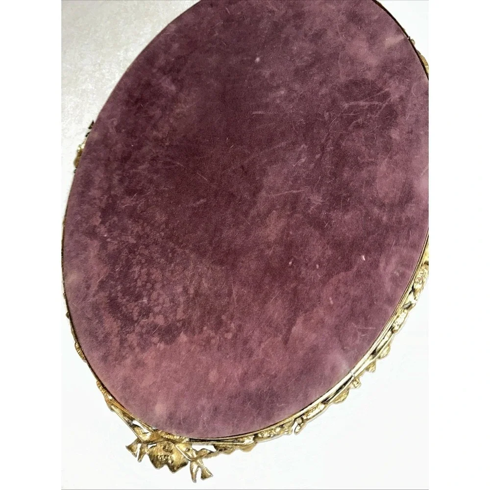 Vintage‎ Brass Mirror Or Vanity Mirror Floral W/birds